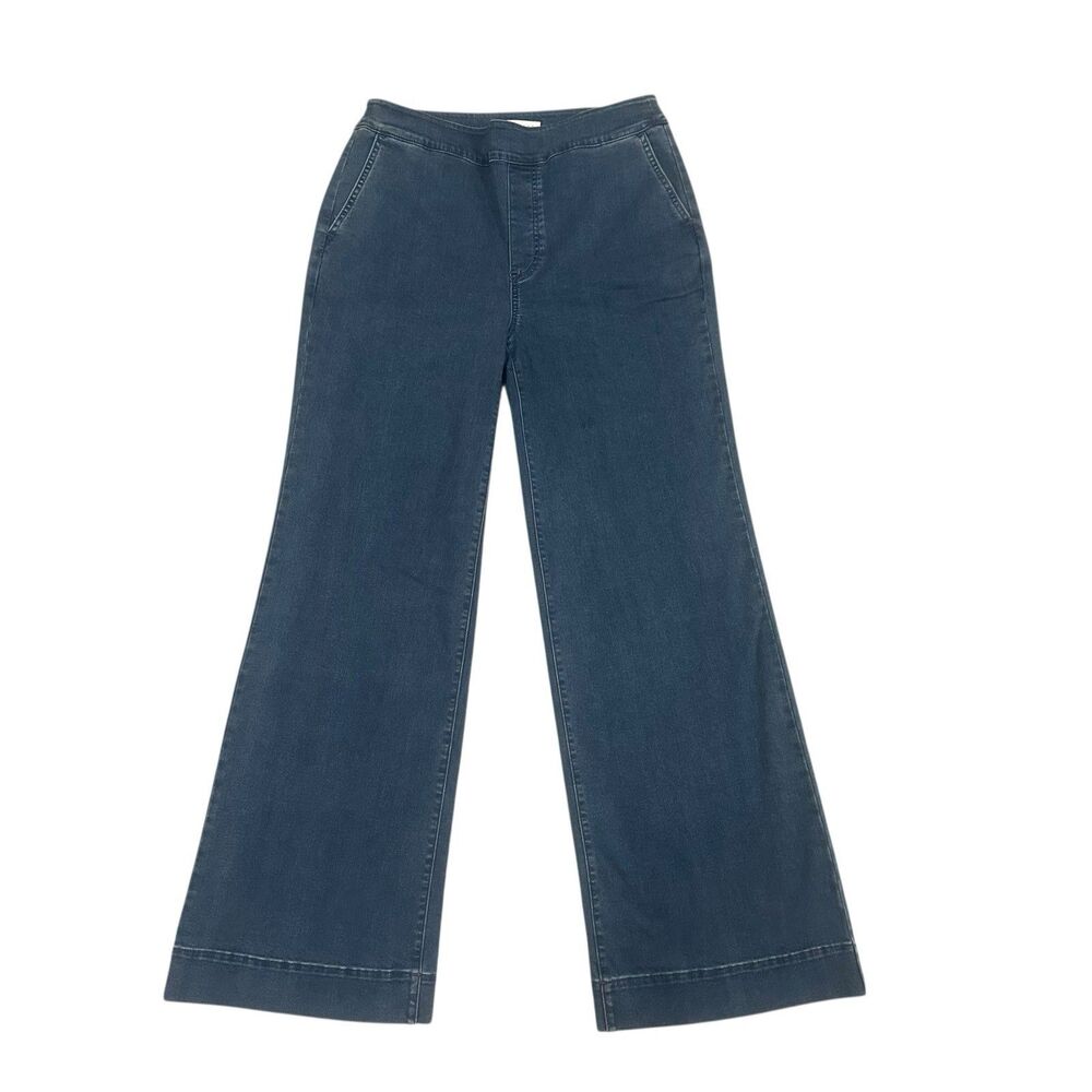 KIRAGRACE VERONICA STRETCH DENIM TROUSER Blue PULL ON WIDE LEG Women’s Size M